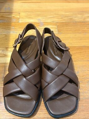 VINCE Brown Soft Leather Sandals